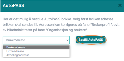 Bilde som beskriver bestilling av AutoPASS